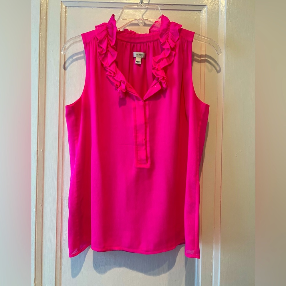 J.crew silk ruffle sleeveless blouse size 0